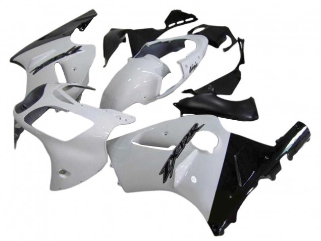 2000-2001 White Glossy Black Kawasaki ZX12R Motorcycle Fairings