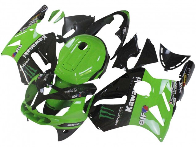 2002-2006 Green Glossy Black Elf Touch4 Monster Kawasaki ZX12R Motorcycle Fairing