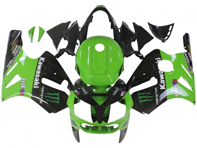 2002-2006 Green Glossy Black Elf Touch4 Monster Kawasaki ZX12R Motorcycle Fairing