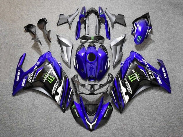 2015-2018 Blue Silver Black Monster Yamaha YZF R3/R25 Motorcycle Fairings