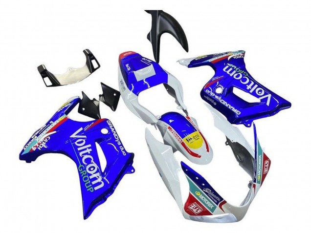 2003-2013 White Blue Voltcom Suzuki SV650 Motorcycle Fairings