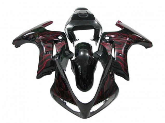 2003-2013 Glossy Black Red Flame Suzuki SV650 Motorcycle Fairings