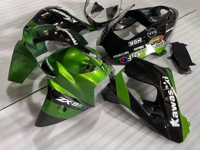 2002-2003 Green Black Elf Kawasaki ZX9R Motorcycle Fairings