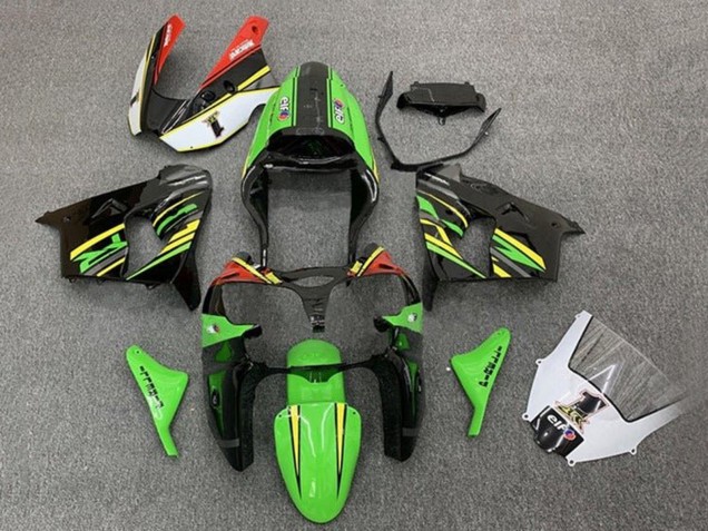 2002-2003 Green Black Yellow Orange Kawasaki ZX9R Motorcycle Fairings