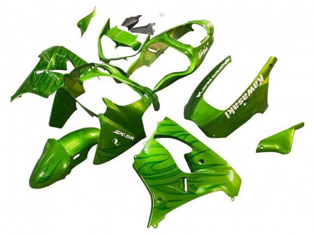 2002-2003 Green Flame Kawasaki ZX9R Motorcycle Fairings