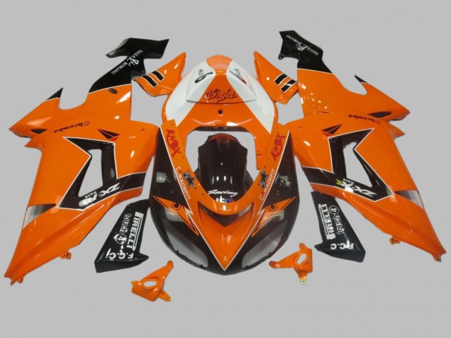2006-2007 Orange White Black Racing Elf Kawasaki ZX10R Motorcycle Fairing