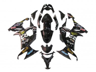 2008-2010 Glossy Black Blue Yellow Monster Kawasaki ZX10R Motorcycle Fairings
