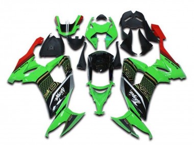 2008-2010 Green Black Red White Honeycomb Kawasaki ZX10R Motorcycle Fairings