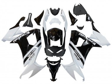 2008-2010 White Glossy Black Stripe Kawasaki ZX10R Motorcycle Fairings