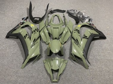 2011-2015 Dark Army Green Black Yellow Star Kawasaki ZX10R Motorcycle Fairings