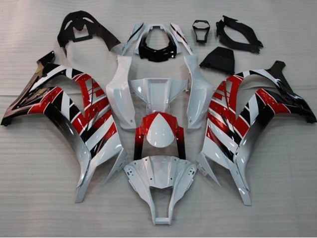 2011-2015 White Red Black Stripe Kawasaki ZX10R Motorcycle Fairings