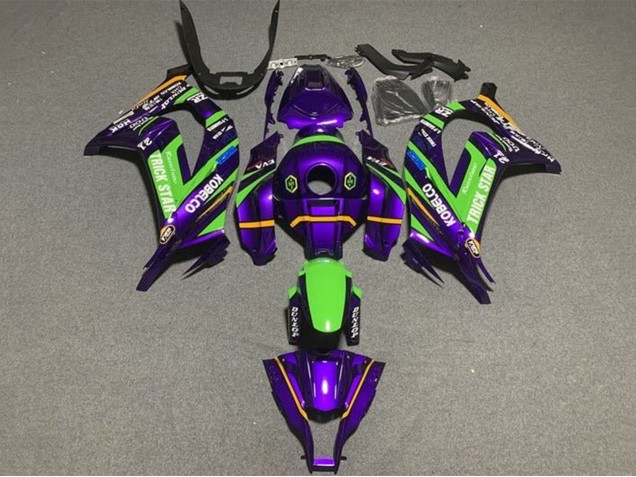2016-2020 Purple Green Trick Star Kobelco Kawasaki ZX10R Motorcycle Fairings