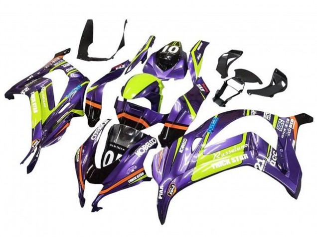 2016-2020 Purple Yellow Trick Star Kobelco Kawasaki ZX10R Motorcycle Fairings