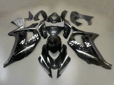 2016-2020 Glossy Black White Stripe Kawasaki ZX10R Motorcycle Fairings