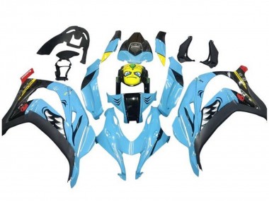 2016-2020 Light Blue Yellow Shark Kawasaki ZX10R Motorcycle Fairings