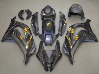 2016-2020 Faux Carbon Fiber Gold Kawasaki ZX10R Motorcycle Fairings