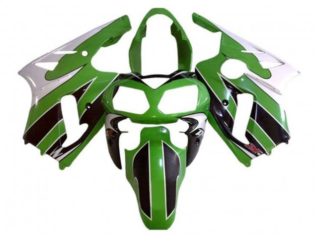 2000-2001 White Green Black Stripe Kawasaki ZX12R Motorcycle Fairings