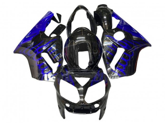2002-2006 Glossy Black Blue Flame Kawasaki ZX12R Motorcycle Fairings