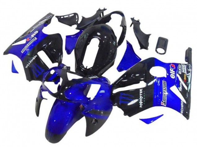 2002-2006 Blue Glossy Black Elf Bridgestone Monster Kawasaki ZX12R Motorcycle Fairings