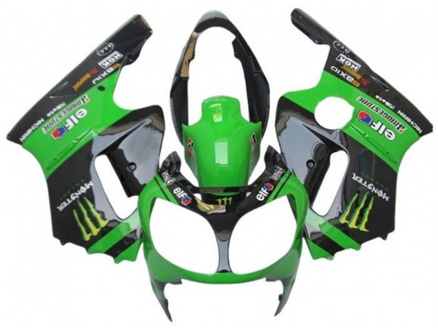2002-2006 Green Glossy Black Elf Touch4 Monster Kawasaki ZX12R Motorcycle Fairings