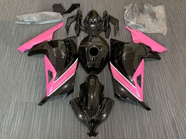 2013-2024 Glossy Black Pink White Stripe Kawasaki EX300 Motorcycle Fairings