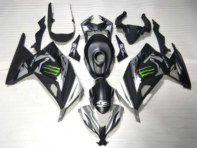 2013-2024 Matte Black Silver Green Monster Kawasaki EX300 Motorcycle Fairings