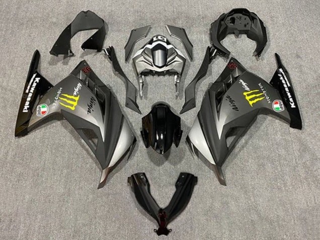 2013-2024 Matte Grey Black Yellow Monster Kawasaki EX300 Motorcycle Fairings