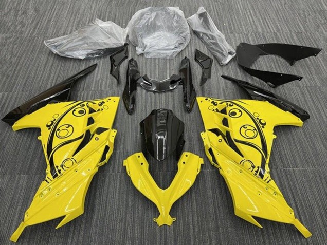 2013-2024 Yellow Black Circles Kawasaki EX300 Motorcycle Fairings