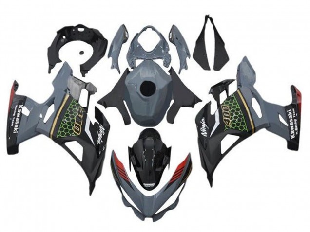 2018-2024 Grey Black Red Honeycomb Kawasaki Ninja 400 Motorcycle Fairings