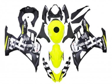 2018-2024 Yellow Black White Skull Kawasaki Ninja 400 Motorcycle Fairings
