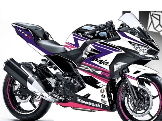 2018-2024 White Purple Pink Kawasaki Ninja 400 Motorcycle Fairings