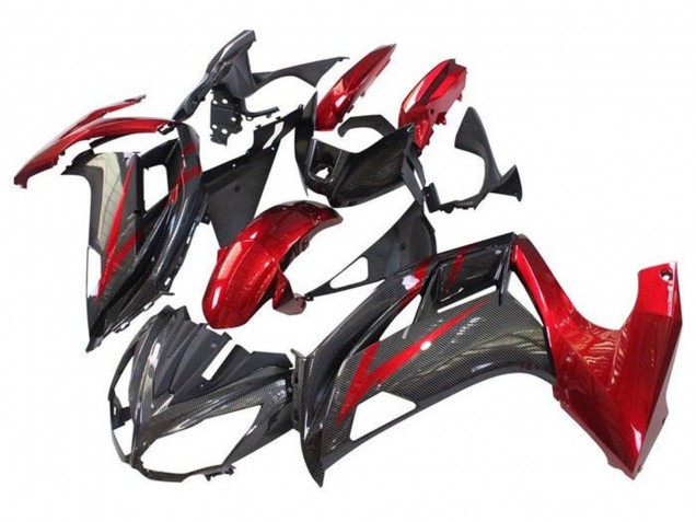 2012-2016 Red Black Faux Carbon Fiber Kawasaki Ninja 650 EX650 Motorcycle Fairings