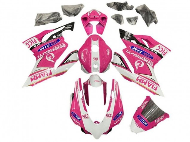 2011-2014 Pink White Glossy Black Fiamm Ducati Panigale 899/1199 Motorcycle Fairings