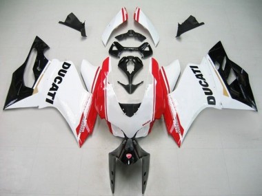 2011-2014 White Red Glossy Black Stripe Ducati Panigale 1199 Motorcycle Fairings