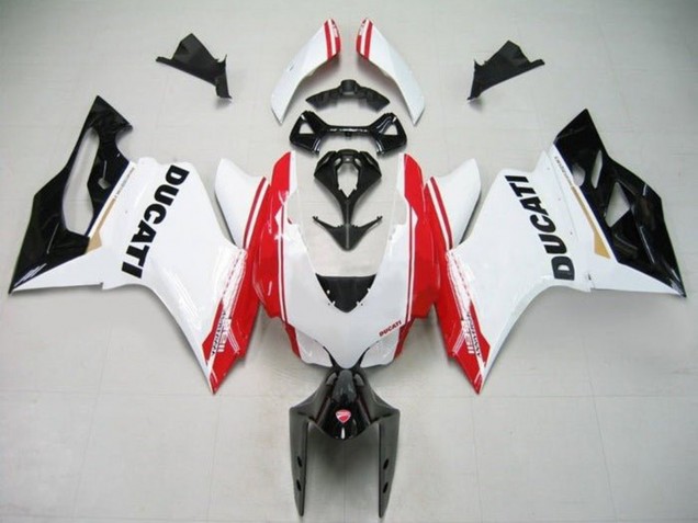 2011-2014 White Red Glossy Black Stripe Ducati Panigale 1199 Motorcycle Fairings