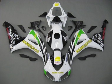 2006-2007 White Green Yellow Glossy Black Hannspree Honda CBR1000RR Motorcycle Fairings