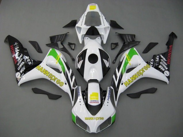 2006-2007 White Green Yellow Glossy Black Hannspree Honda CBR1000RR Motorcycle Fairings