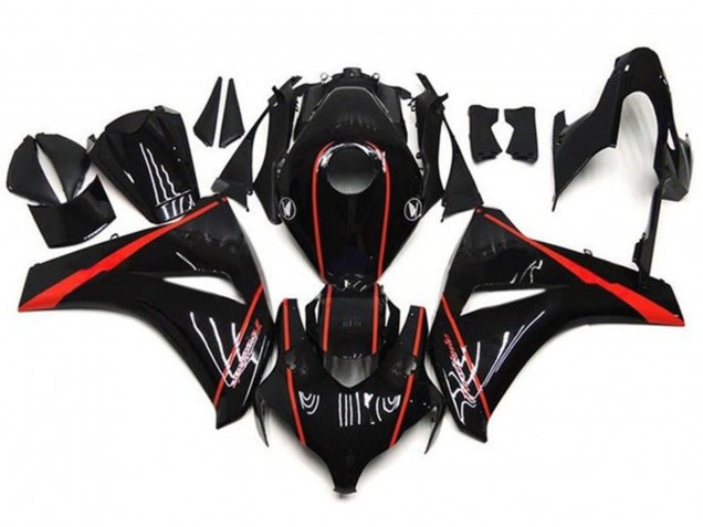 2008-2011 Glossy Black Red Stripe Honda CBR1000RR Motorcycle Fairings