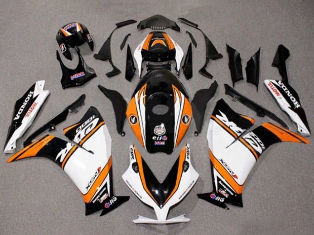 2012-2016 White Orange Glossy Black Honda CBR1000RR Motorcycle Fairings