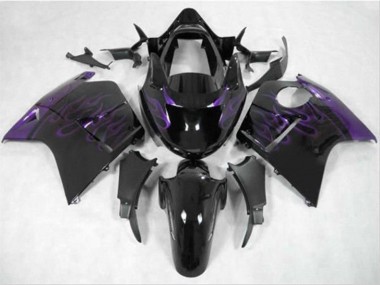 1996-2007 Glossy Black Purple Flame Honda CBR1100XX Blackbird Motorcycle Fairing