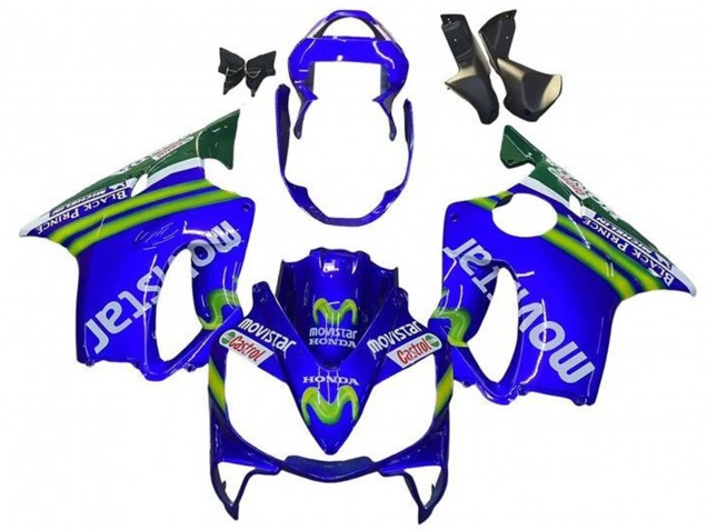 2001-2003 Blue Green White MoviStar Honda CBR600 F4i Motorcycle Fairings