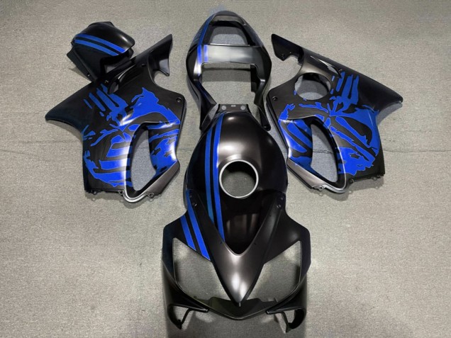 2001-2003 Blue Matte Black Skull Honda CBR600 F4i Motorcycle Fairings