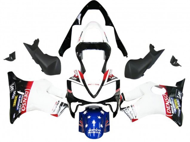 2001-2003 White Blue Red Glossy Black DENSO Star Honda CBR600 F4i Motorcycle Fairings