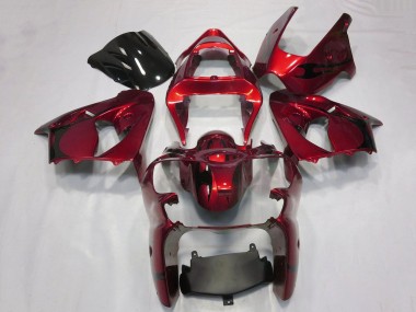 2000-2002 Candy Red Black Tribal Kawasaki ZX6R Motorcycle Fairings