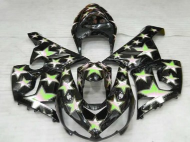 2005-2006 Black Green Star Kawasaki ZX6R Motorcycle Fairings