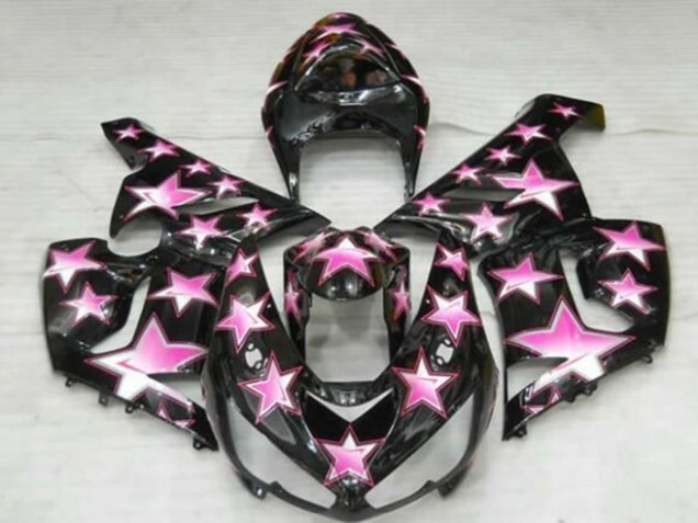 2005-2006 Black Pink Star Kawasaki ZX6R Motorcycle Fairings