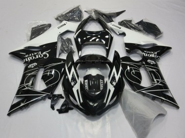2005-2006 Glossy Black White Corona Extra Tribal Kawasaki ZX6R Motorcycle Fairings