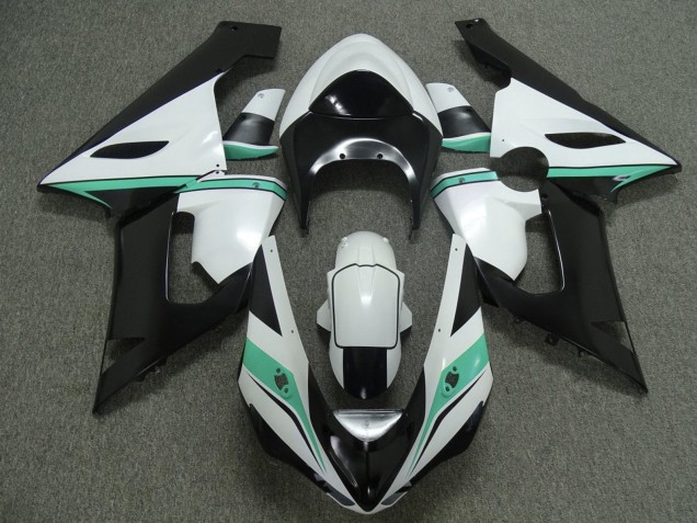 2005-2006 White Black Green Kawasaki ZX6R Motorcycle Fairings