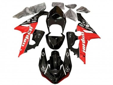 2005-2006 Glossy Black Red White Jordan Kawasaki ZX6R Motorcycle Fairings