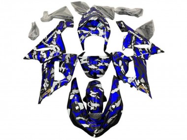 2005-2006 Blue Camouflage Kawasaki ZX6R Motorcycle Fairings